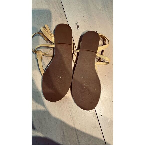 JACK ROGERS EVIE ESPADRILLE YELLOW LEATHER SANDALS WOMENS SZ 10 - Picture 6 of 6